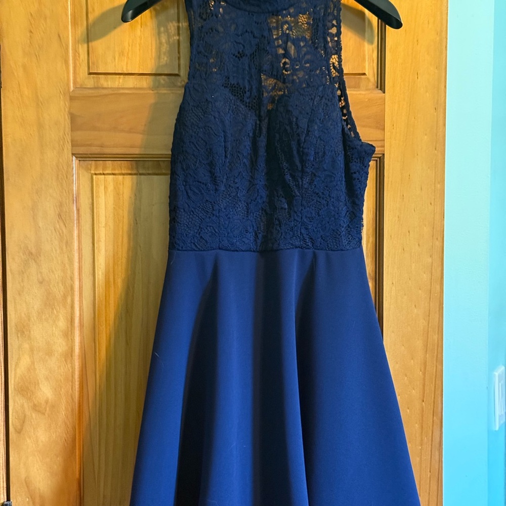 B Darlin Navy Lace Formal Kids Dress